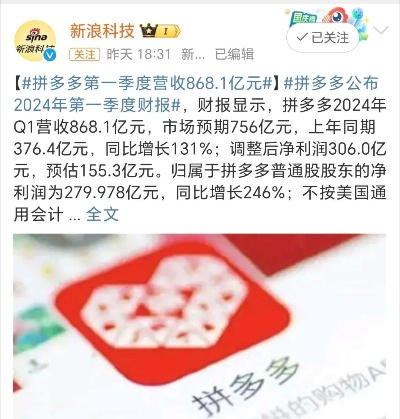 拼多多公布第一季度财报，业绩亮眼，电商巨头再创新高